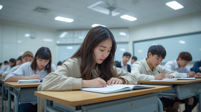 ▲ 수능을 준비하는 학생들 (생성형AI를 활용한 사진)