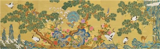 ▲ 제28회 대한민국영남미술대전 대상을 수상한 최정아 ‘화조도 8폭 병풍’.