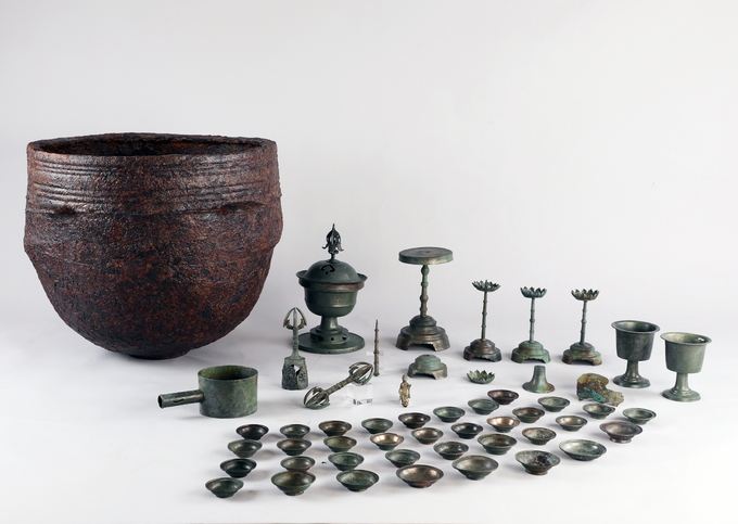 ▲ 경주 흥륜사지(전 영묘사지) 출토 불교공양구를 보존처리한 후 전체모습 모습. 국립경주문화유산연구소