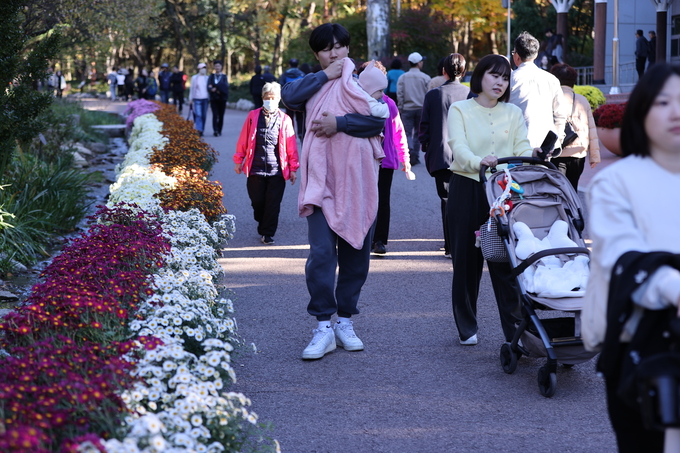 ▲ 대구 달서구 대곡동 대구수목원에서 국화전시회가 열리고 있는 가운데 11일 오후 많은 시민들이 이곳을 찾아 국화를 감상하며 완연한 가을을 만끽하고 있다.김영환 기자yhk@kyongbuk.com