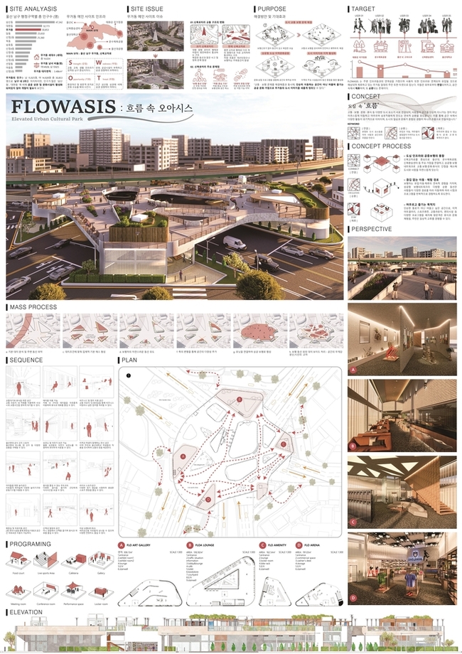 ▲ 대구대학교 실내건축디자인학과 이채윤 학생이 ‘제28회 울산광역시 건축대전’ 시니어부에서 대상을 수상했다. 수상 작품‘Flowasis’ 이미지. 대구대.