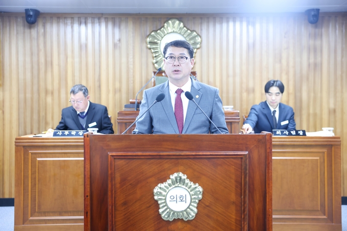 ▲ 영주시의회 전풍림 의원이 5분 자유발언을 하고 있다.