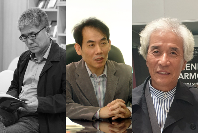 ▲ 왼쪽부터 제12회 경북일보 청송객주문학대전 시 부문 심사위원인 이종암, 윤일현, 이종암