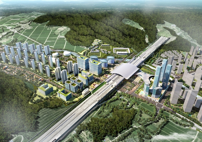 ▲ KTX 경주역 역세권 개발이 국토교통부 심의를 시작하며 추진에 탄력을 받고 있다. 사진은 KTX 경주역 일대 역세권 지구 전경 및 사업 조감도.