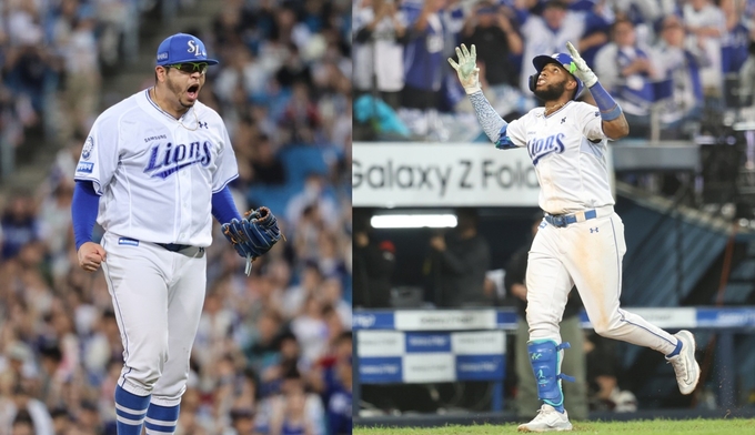 ▲ 삼성라이온즈는 25일 올 시즌 최고의 활약을 펼쳐준 투수 후라도(좌0와 타자 디아즈와 재계약을 체결했다.